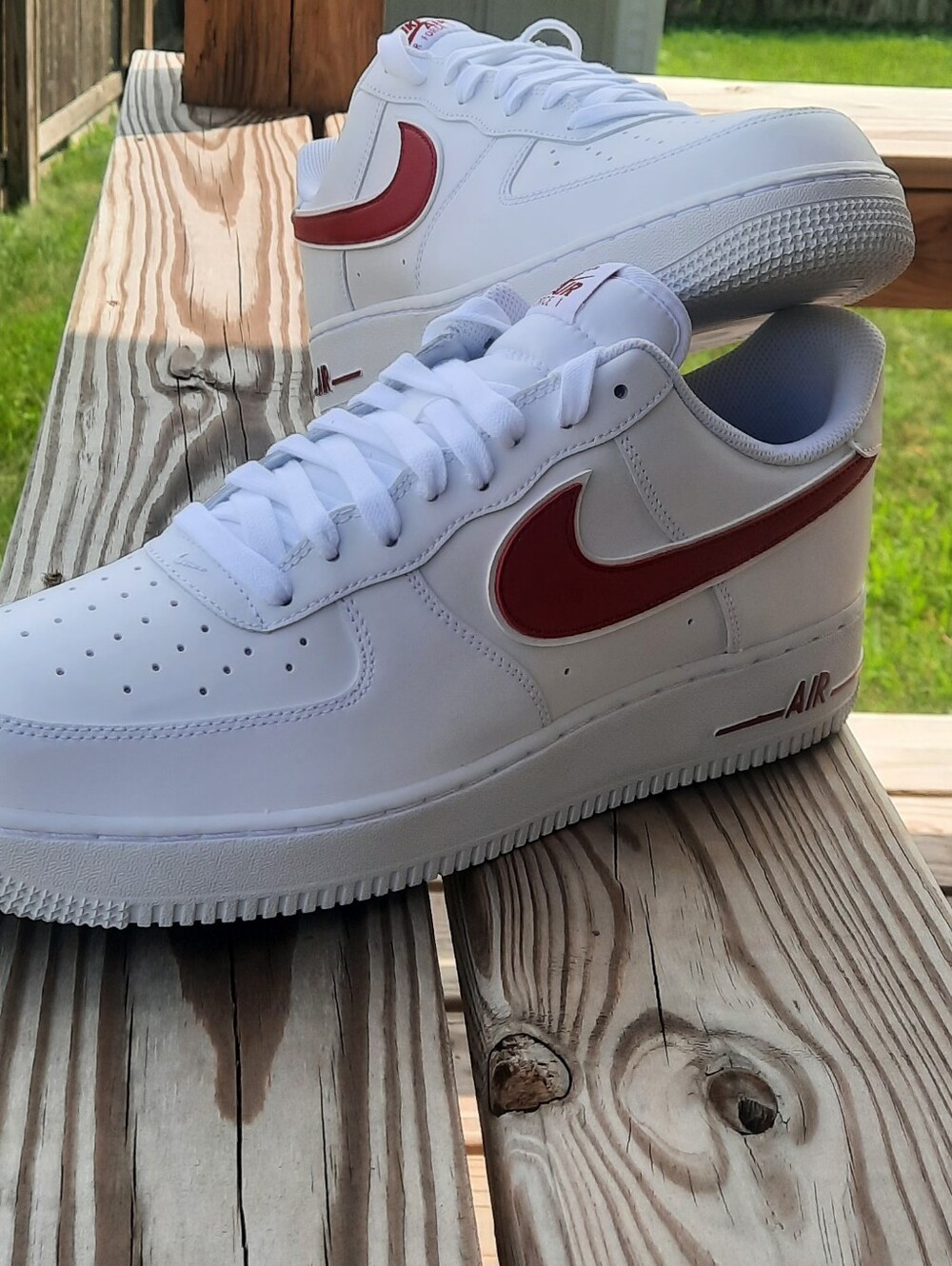Nike Air Force 1 Mens Low — White with Red Swoosh Size 12 - Picture 2 of 10